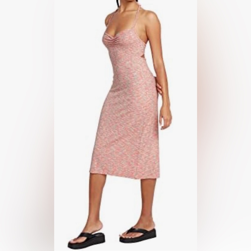 🆕 Volcom brand halter midi dress with a colorful, ribbed textured fabric